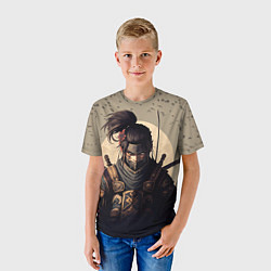 Футболка детская Самурай на фоне птиц, цвет: 3D-принт — фото 2