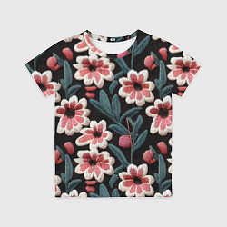 Футболка детская Эффект вышивки цветы, цвет: 3D-принт