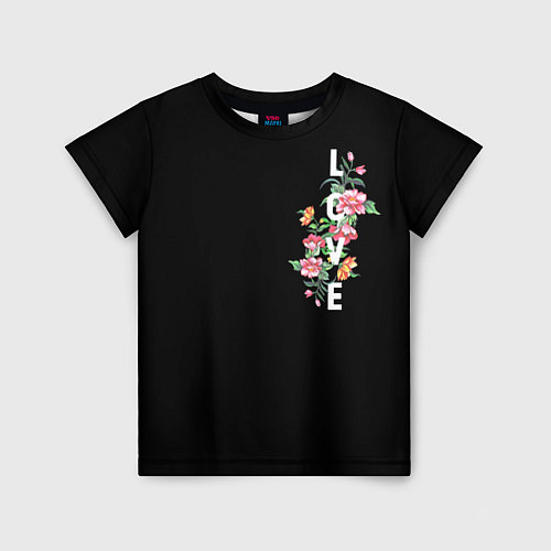 Детская футболка Love bloom flowers / 3D-принт – фото 1