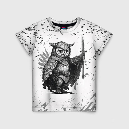 Детская футболка Воинственная сова / 3D-принт – фото 1