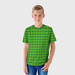 Футболка детская Шотландка зеленая крупная, цвет: 3D-принт — фото 2