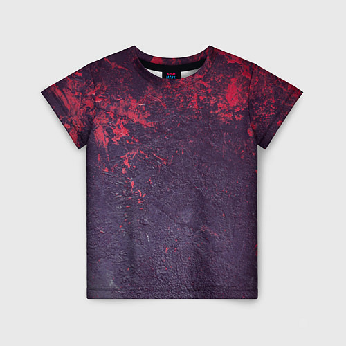 Детская футболка Наскальная чёрная текстура с красными брызгами / 3D-принт – фото 1