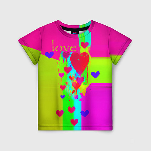Детская футболка Love сердечки / 3D-принт – фото 1