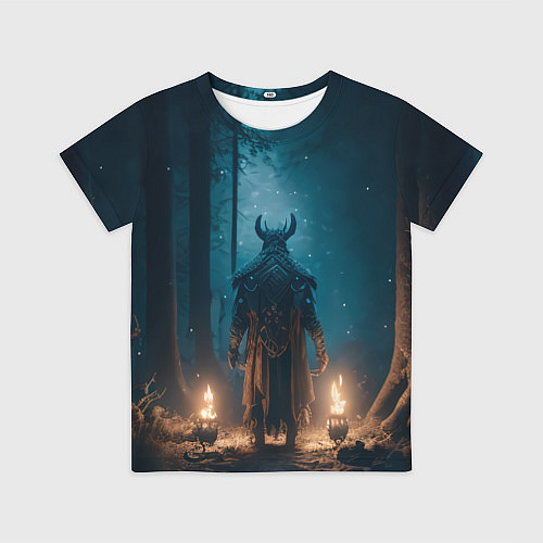 Детская футболка Викинг в тёмном лесу / 3D-принт – фото 1