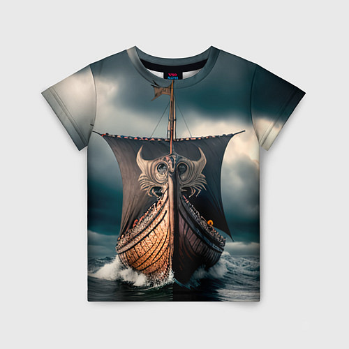 Детская футболка Корабль в бушующем море / 3D-принт – фото 1