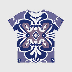 Футболка детская Паттерн цветок с глазками в синих оттенках, цвет: 3D-принт