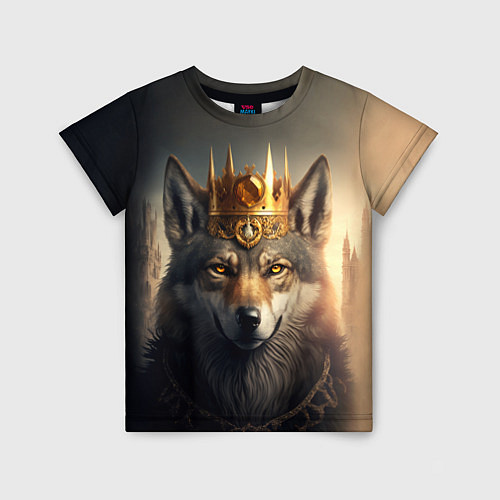 Детская футболка Волк в золотой короне / 3D-принт – фото 1
