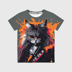 Футболка детская Rocker Cat on a gray background - C-Cats collectio, цвет: 3D-принт