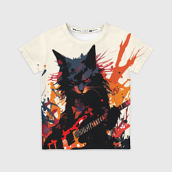 Футболка детская Black rocker cat on a light background - C-Cats co, цвет: 3D-принт