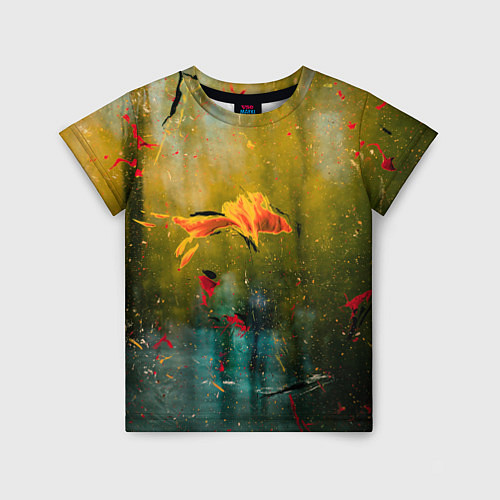 Детская футболка Весенне-осенний жёлтый туман и краски / 3D-принт – фото 1