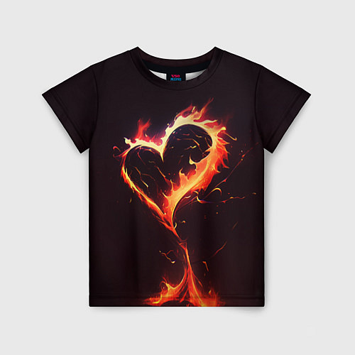Детская футболка Арт нейросети пламенное сердце / 3D-принт – фото 1