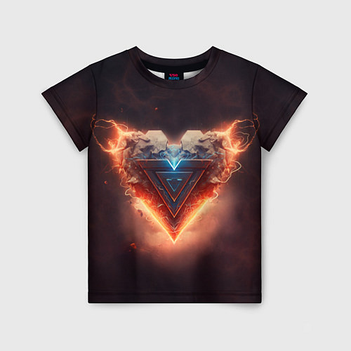 Детская футболка Каменное сердце в неоновом красном электрическом с / 3D-принт – фото 1