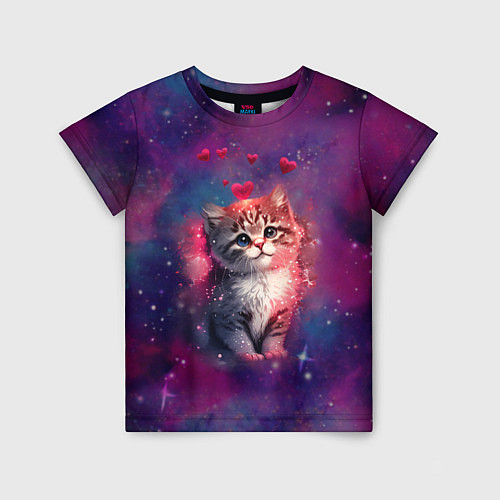 Детская футболка Космически котенок / 3D-принт – фото 1