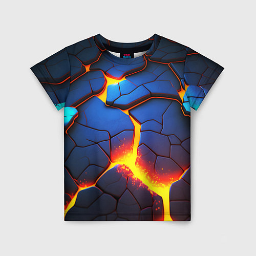 Детская футболка Яркая неоновая лава, разломы / 3D-принт – фото 1