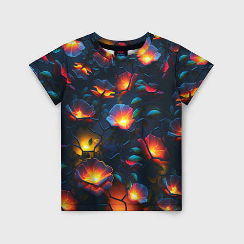 Детская футболка Светящиеся цветы / 3D-принт – фото 1