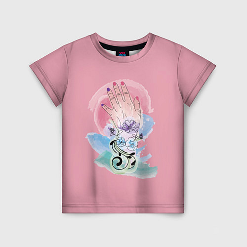 Детская футболка Женская рука с абстрактными цветами / 3D-принт – фото 1
