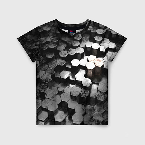 Детская футболка Карбоновые соты абстрация / 3D-принт – фото 1