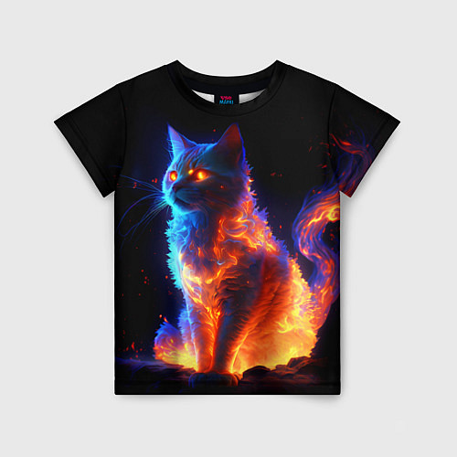 Детская футболка Огненная кошка / 3D-принт – фото 1