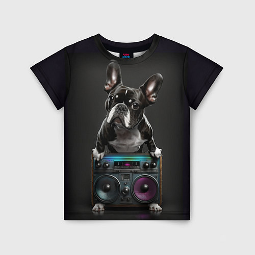 Детская футболка Бульдог диско / 3D-принт – фото 1
