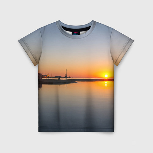 Детская футболка Санкт-Петербург, закат на Финском заливе / 3D-принт – фото 1