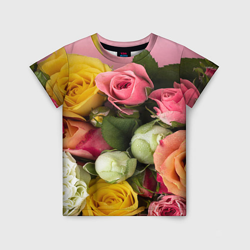 Детская футболка Букет красивых роз / 3D-принт – фото 1