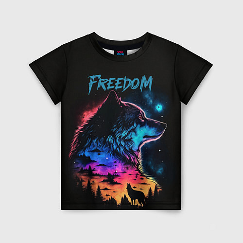 Детская футболка Волк свобода / 3D-принт – фото 1