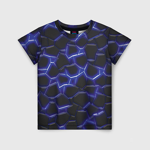 Детская футболка Синий неон и плиты / 3D-принт – фото 1