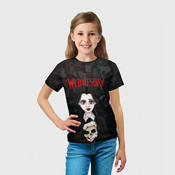Футболка детская Wednesday black, цвет: 3D-принт — фото 2