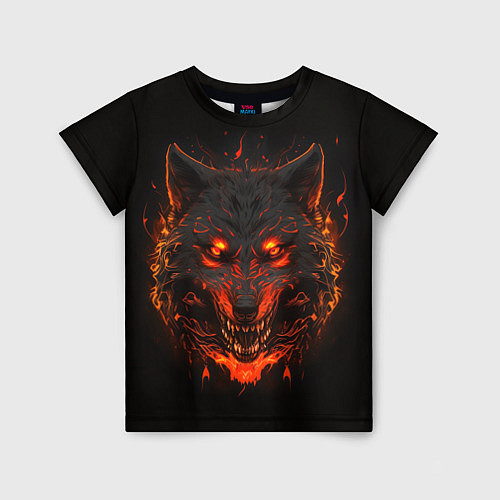 Детская футболка Морда огненного волка / 3D-принт – фото 1