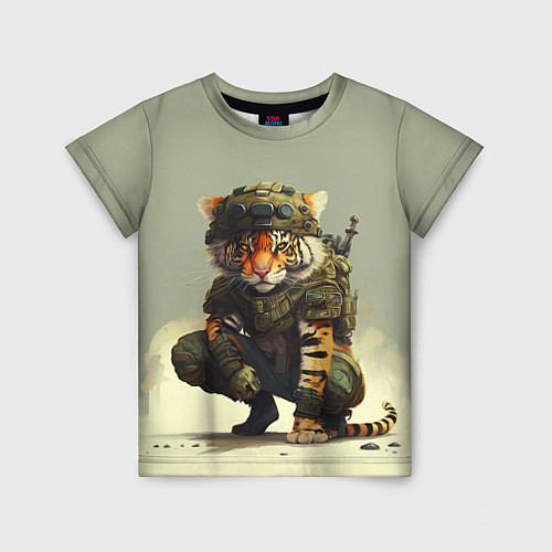 Детская футболка Милитари тигр / 3D-принт – фото 1