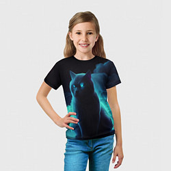 Футболка детская Нейрокот в голубом дыму, цвет: 3D-принт — фото 2