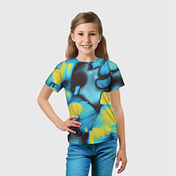 Футболка детская Голубые бабочки асбтракция, цвет: 3D-принт — фото 2