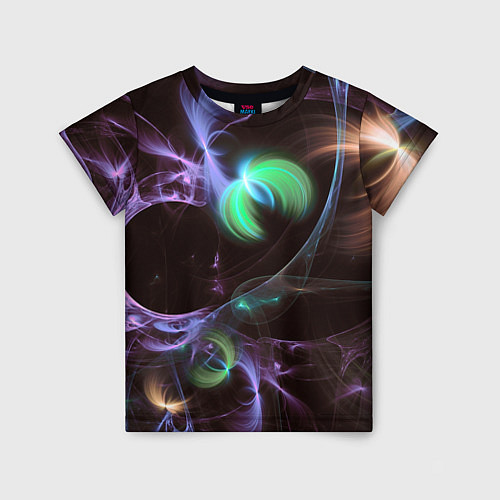 Детская футболка Магические фиолетовые волны и цветные космические / 3D-принт – фото 1