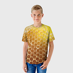 Футболка детская Текстура - соты улья, цвет: 3D-принт — фото 2