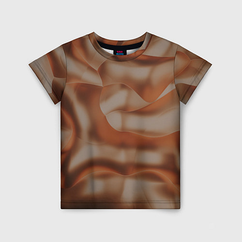 Детская футболка Тёмно-золотистые абстрактные волны / 3D-принт – фото 1