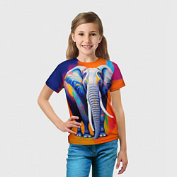 Футболка детская Слон красочный, цвет: 3D-принт — фото 2