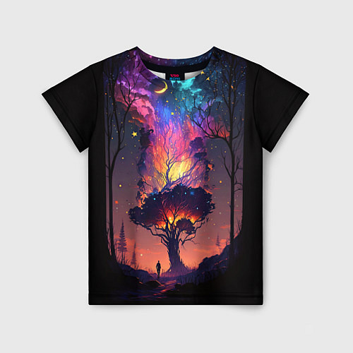Детская футболка Огненное дерево в звездном лесу / 3D-принт – фото 1