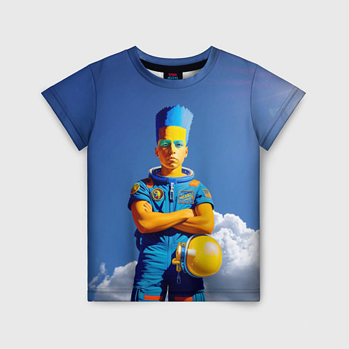 Детская футболка Барт Симпсон - космический мальчик - нейросеть / 3D-принт – фото 1