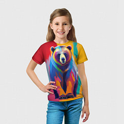 Футболка детская Медведь красочный, цвет: 3D-принт — фото 2