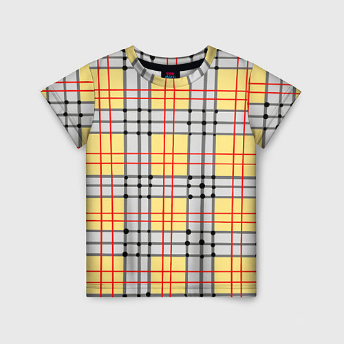 Детская футболка Светлые квадраты и линии / 3D-принт – фото 1