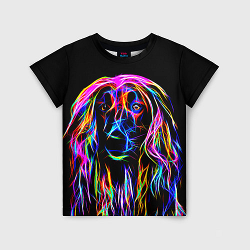 Детская футболка Dog - neon lines / 3D-принт – фото 1