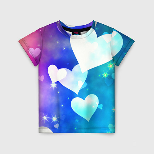 Детская футболка Dreamy Hearts Multicolor / 3D-принт – фото 1