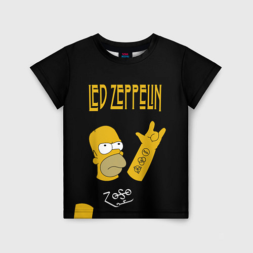 Детская футболка Led Zeppelin Гомер Симпсон рокер / 3D-принт – фото 1