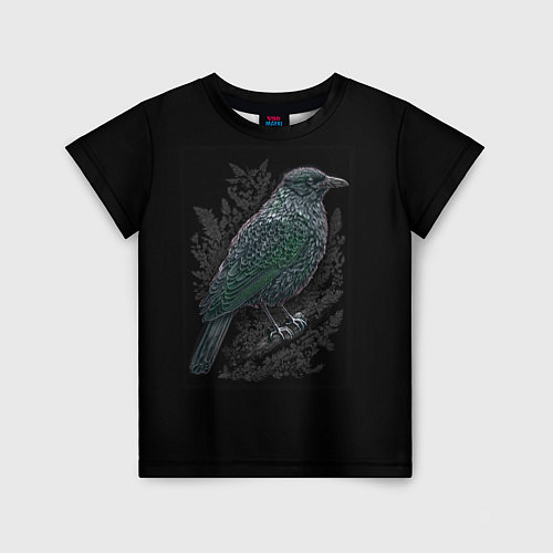 Детская футболка Чёрный Ворон птица тёмная / 3D-принт – фото 1