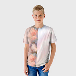 Футболка детская Цветы за стеклом - полосы с градиентом, цвет: 3D-принт — фото 2