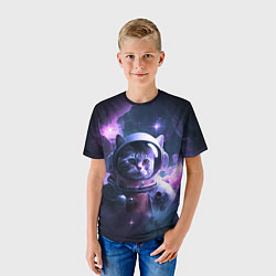 Футболка детская Котик космонавт, цвет: 3D-принт — фото 2