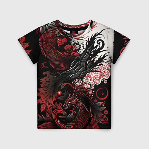 Детская футболка Красный Irezumi узор / 3D-принт – фото 1