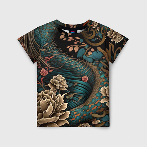 Детская футболка Японский змей Irezumi / 3D-принт – фото 1