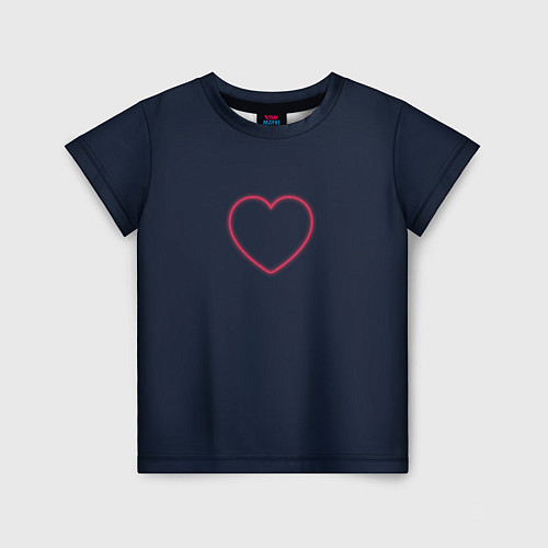 Детская футболка Неоновое сердце на синем фоне / 3D-принт – фото 1