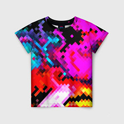 Футболка детская Pixel neon mosaic, цвет: 3D-принт